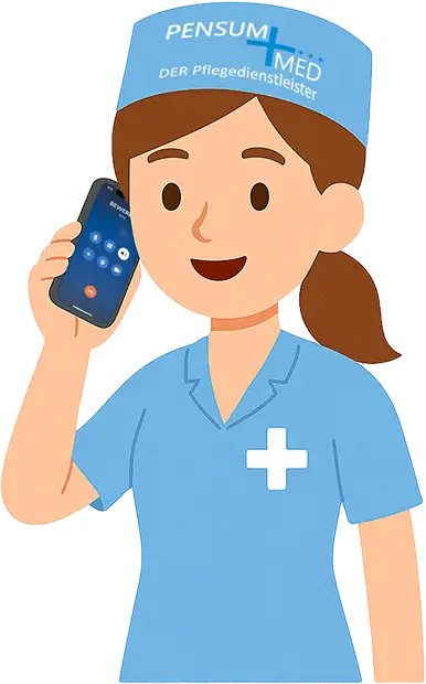 Illustration: Telefondame von Pensum MED mobil beim Telefonieren.