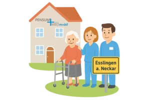 Illustration Pensum MED mobil Standort Esslingen